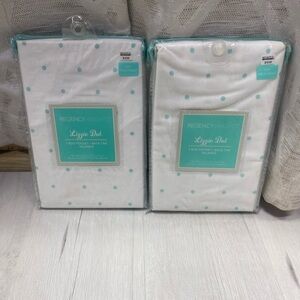 Lizzie Dot White and Aqua Polka Dot Valance-Set of 2